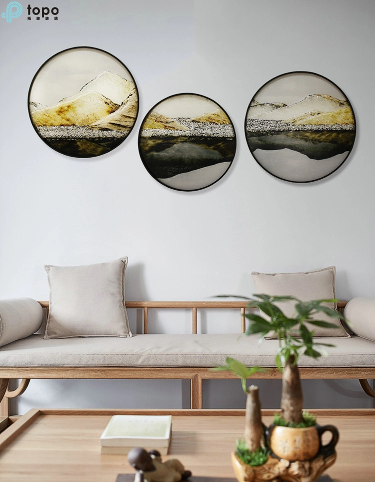 Guangzhou 400mm Circle Art Wall Decor Modern Glass Oil Painting (MR-YB6-2051B)