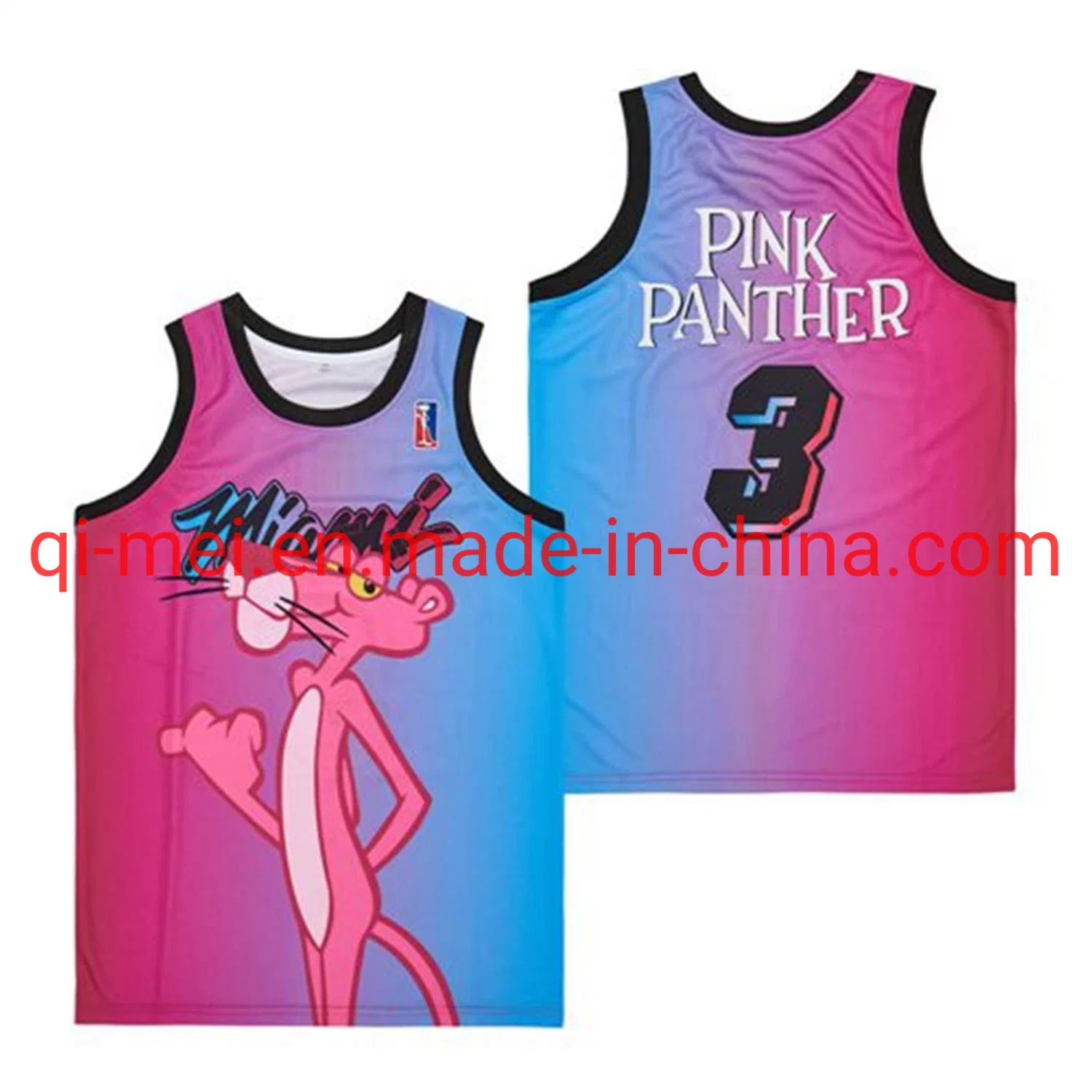 Wholesale/Supplier Pink Panther #3 Miami Vice Heat Special Edition Authentic Headgear Classics N-Ba Basketball Jerseys