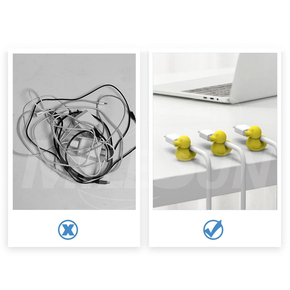 Duck-Shaped Cord Organizer Charger Cable Management for Organizing Home Office Desk Phone Car Cable Wire Self Adhesive Cord Holders (Yellow)