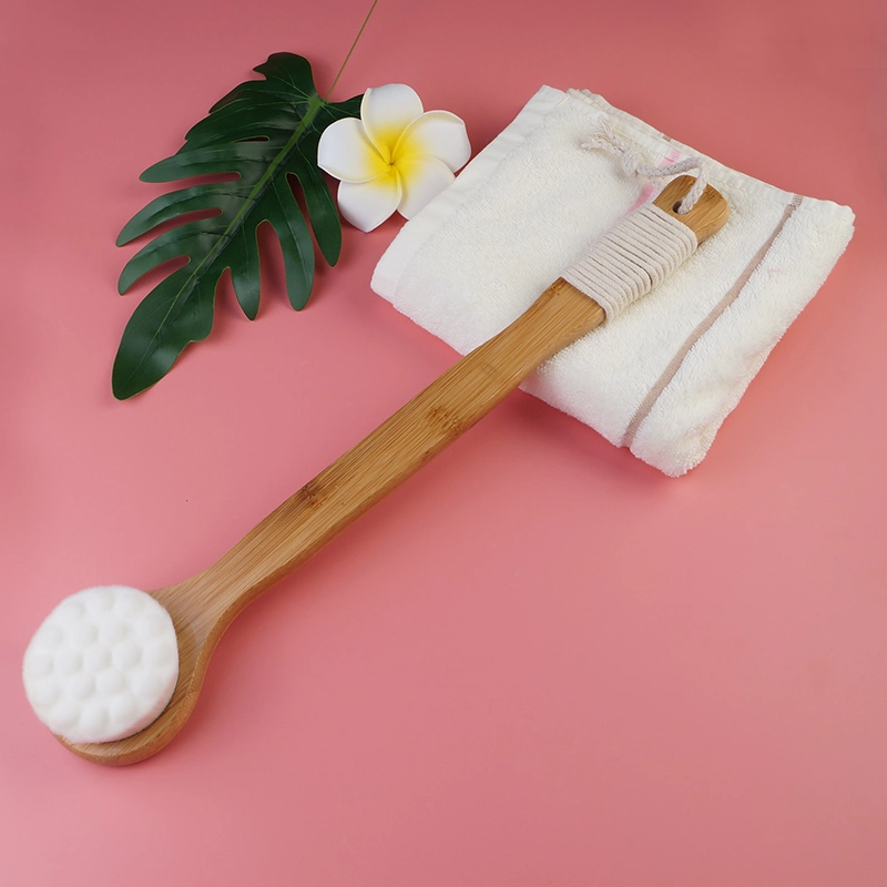 Bamboo Wood Dry Body Brush Natural Color Soft Long Handle Bath Brush