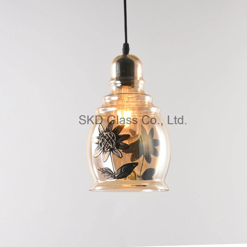 Mini Hand Blown Glass Pendant Lights with Handprint Flowers