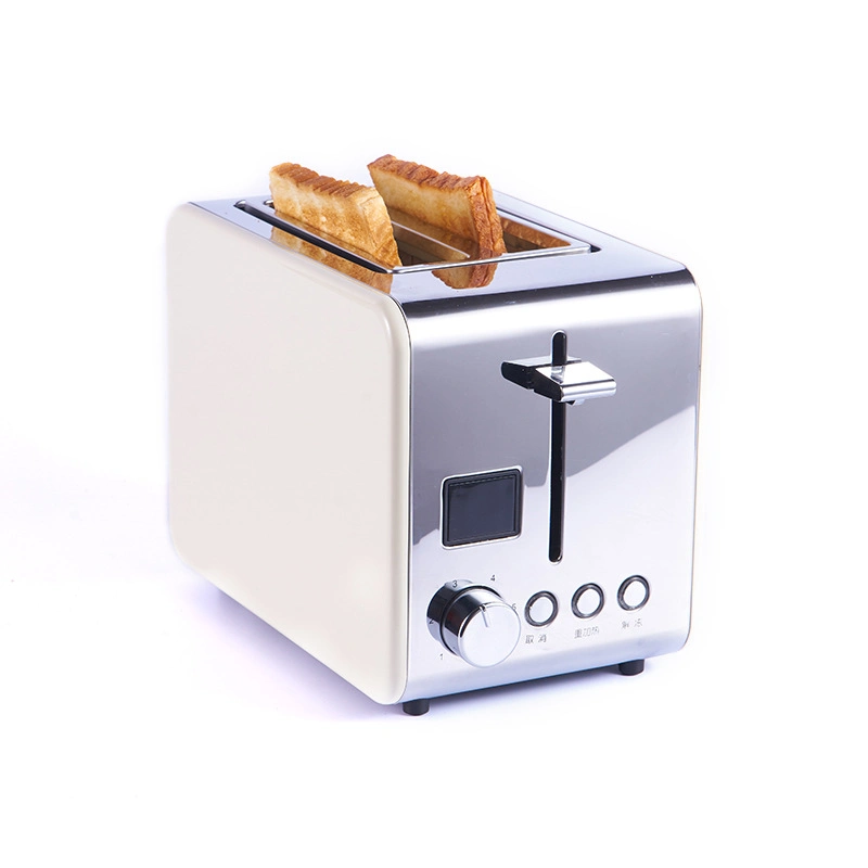 European-Style Stainless Steel Small 2 Slice Home Breakfast Machine with Display Screen Toaster