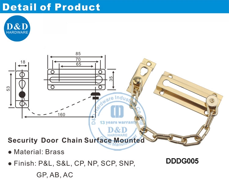 Golden Door Chain Brass Material Hotel Chain