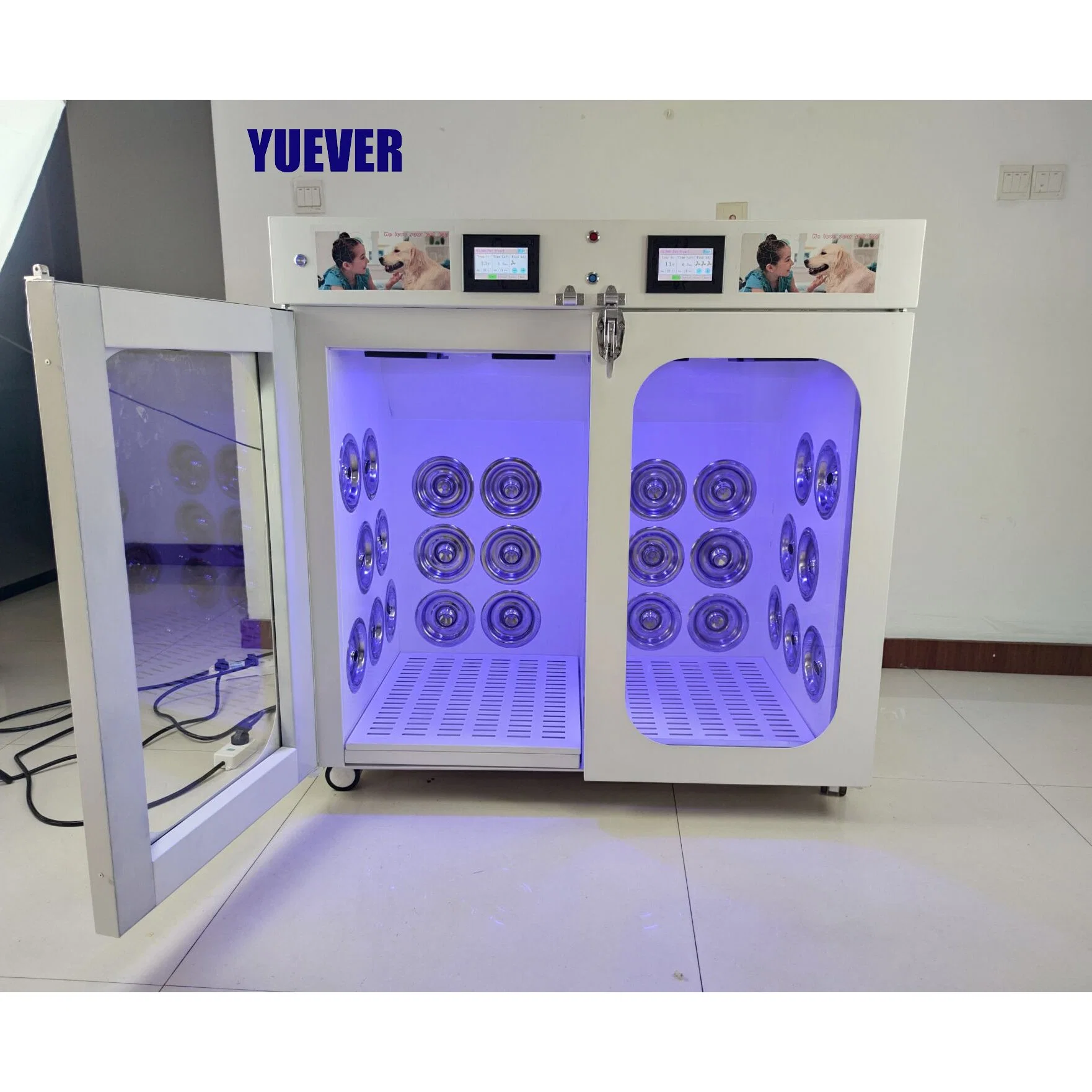 Yuever Medical 2 en 1 Equipo de habitación para Secador de pelo de mascotas Caja de secado de máquina automática Armario de mascotas Secador de Perros