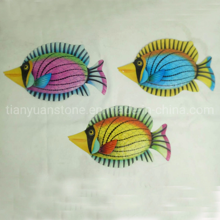 Jewelled Eye Colorful Metal Fish Wall Art Decoration for Garden