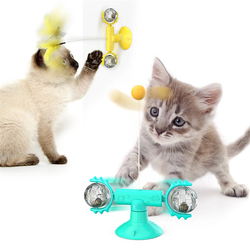 Großhandel Haustier Spielzeug Feder Interactive Training Puzzle Katze Spielzeug mit Saugnapf Mit Catnip Ball Balance