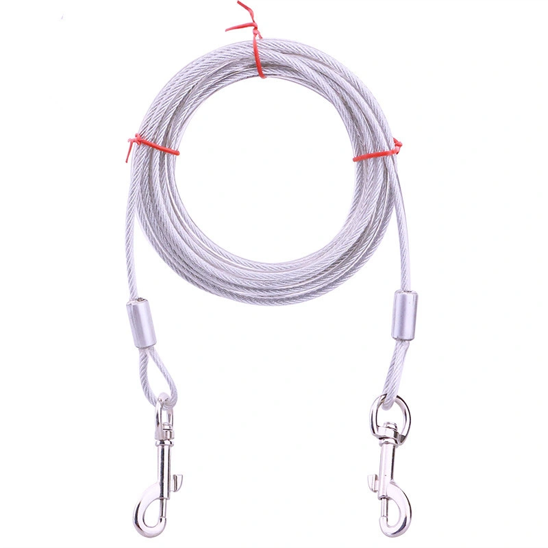 Cable de acero de doble cabeza cuerda de amarre Anti-Bite mascotas correas de PVC de lujo de Cable de salida de la correa del adiestramiento de perros