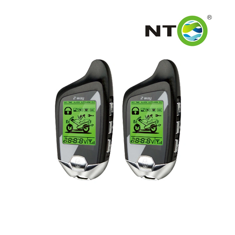 NTo Lm450 pantalla LCD de parada de arranque del motor con controles remotos bidireccionales Pantalla sistema de alarma de motocicleta