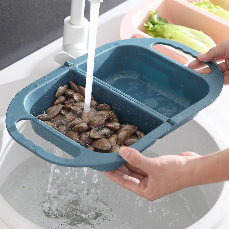 Kitchen Accessories Foldable Drain Basket Fruit and Vegetable Plastic Basket