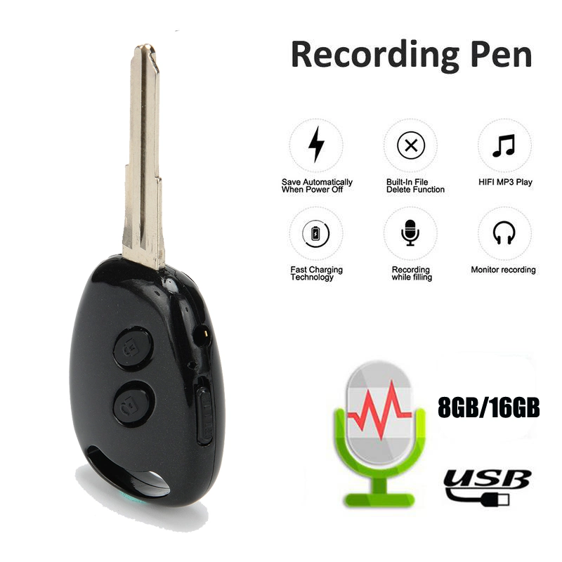 Car Key Voice Recorder Play MP3 Voice Activated 8GB/16GB/321GB