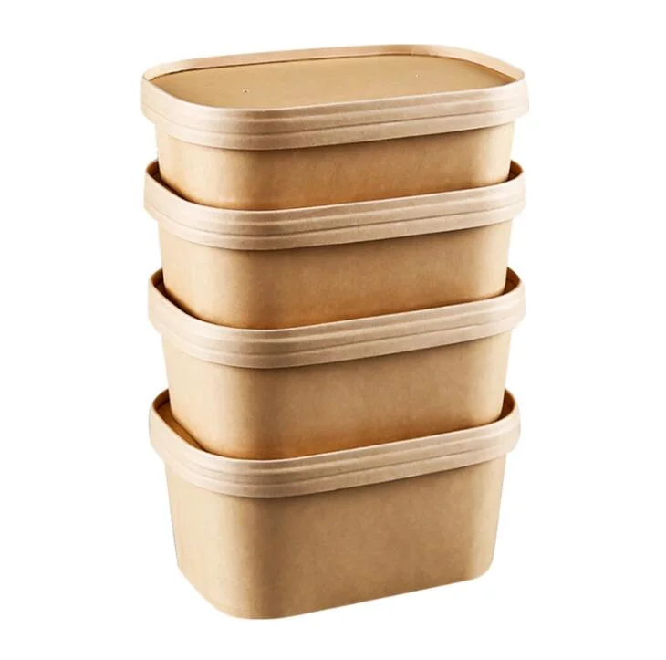 Water-Based Aqueous Disposable Fast Food Bowl Take Away Lunch Box Kraft Paper Food Container