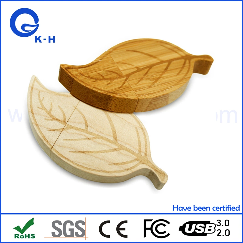 Leaf Shape Wooden Flash Memory Stick USB 64GB 128GB 256GB 512GB