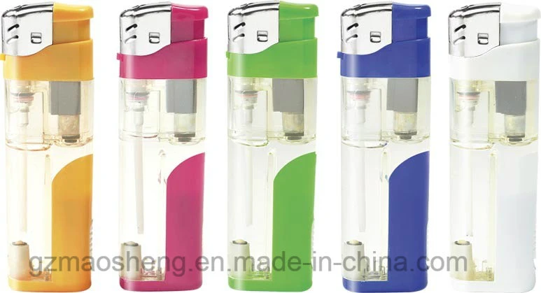 8.0cm Refillable Electronic Gas Lighter with LED