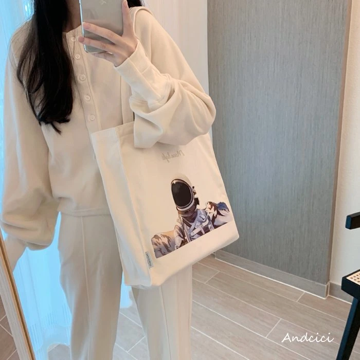 Fashion Canvas Shopping Bag with Logo Printed Cotton Canvas Tote Bag