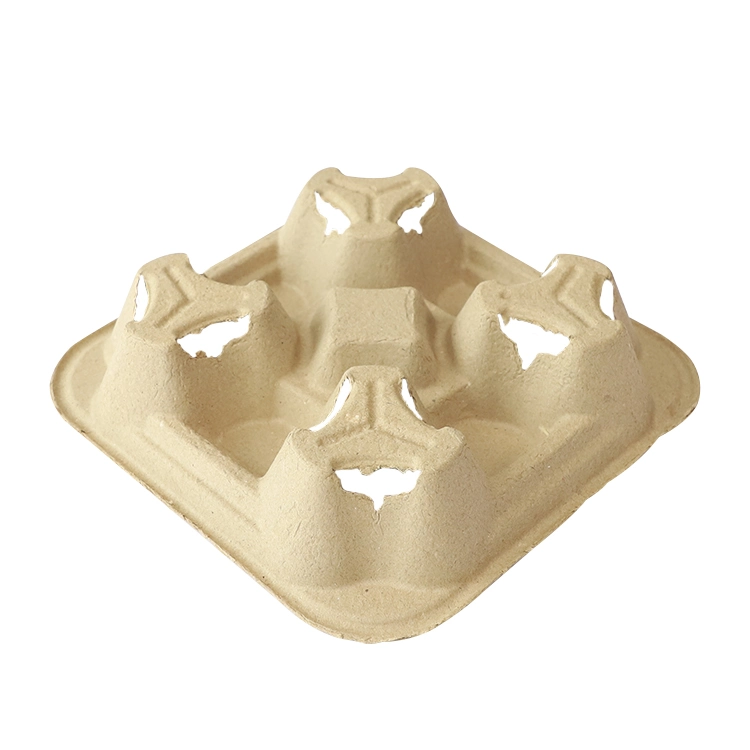 2022 Biodegradable 2 Cup Holder Pulp Molded Cup Tray