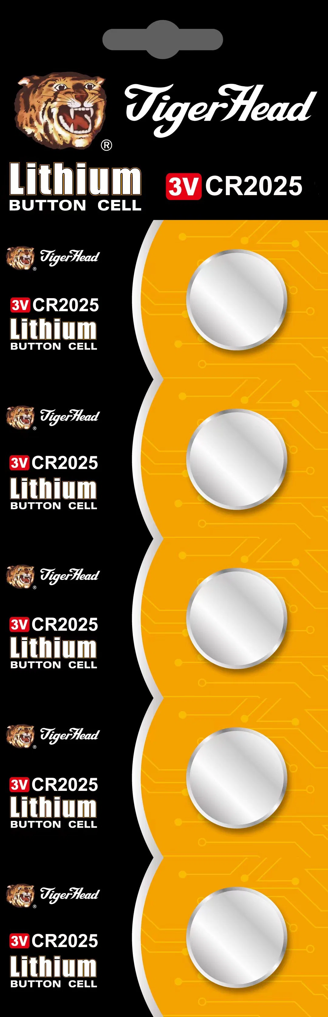 3V Cr2032/Cr2016 Lithium Button Cell Tiger Head Primary Dry Battery for Toy/Beauty Instrument