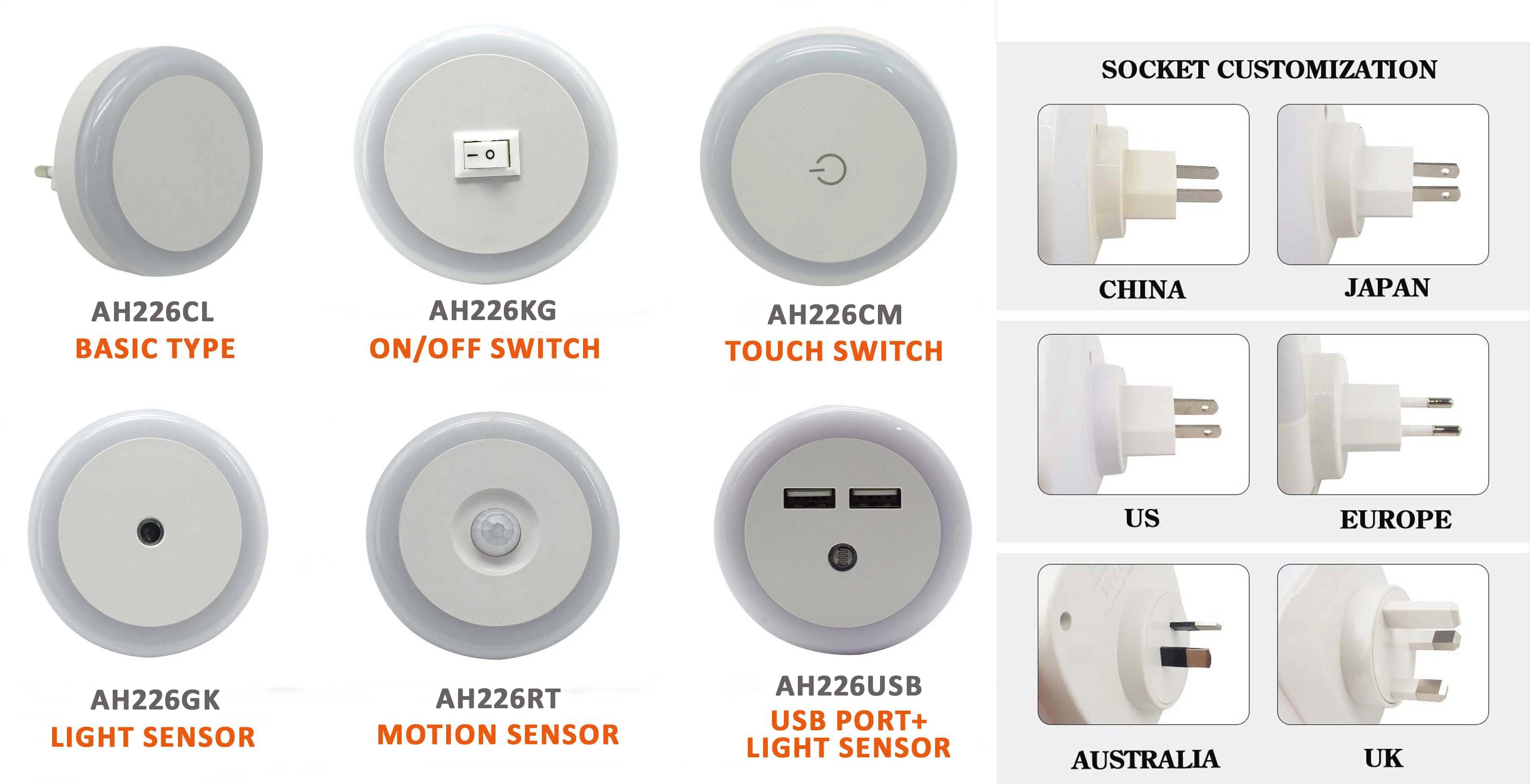 Lampe de nuit LED ronde avec interrupteur