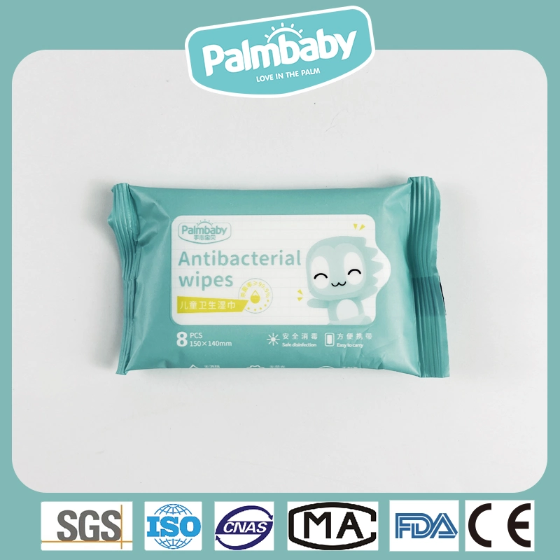 Antibacteriano Palmbaby toallita impregnada en empaque portátil para niños