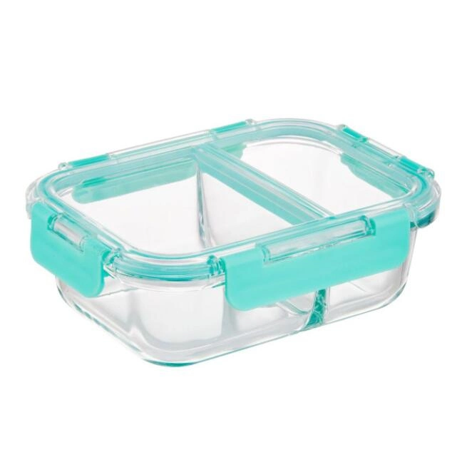 Microwaveable Oven Safe Divided Crisper Outdoor Fruit Food Container Glass Lunch Box