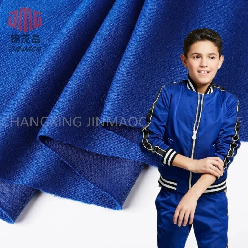 Factory Warp Knitted 100% Polyester Soft Tricot Brushed Tracksuit Fabric Sportswear Lining Shoes Jacket Uniform 75X75D 200GSM Causal