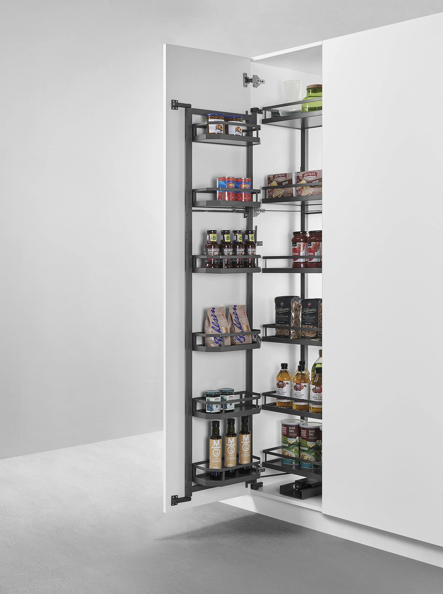 Einbauschrank-Ablagefach für Küchengeräte, Zuglaskorb, 6 Stufen Höhenverstellbarer Pantry-Rack Aus Metall