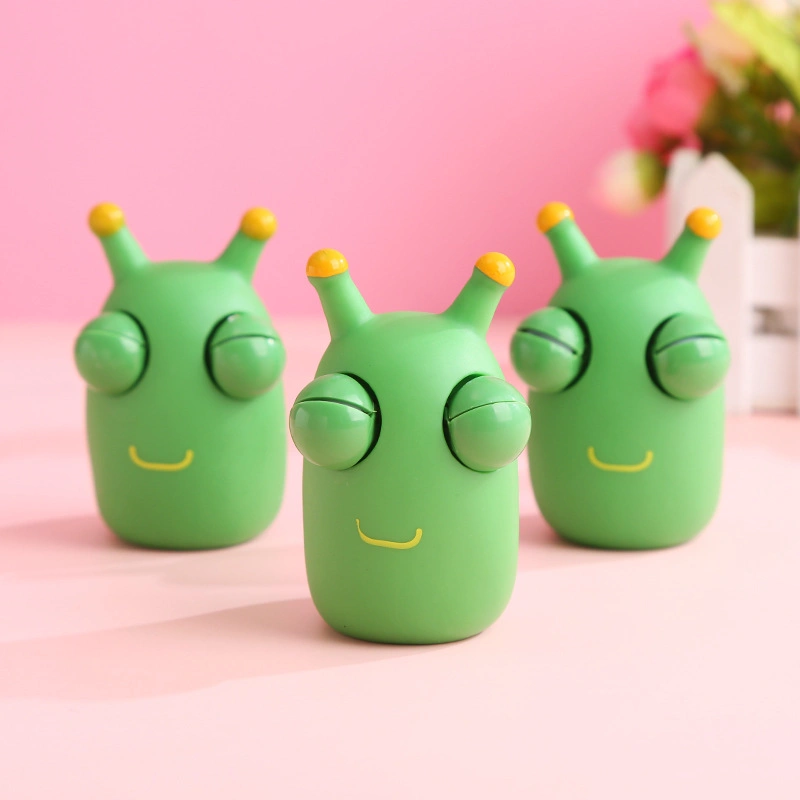 Creative Green Eye Caterpillar Squeeze Juguete de ojos de la palpa Niños adultos alivio del estrés Fidget Child Prank Funny Toy