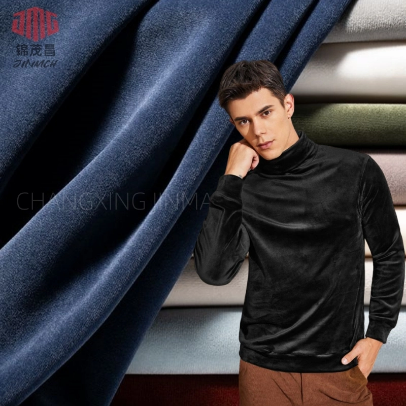 Factory Warp Knitting Fabric 95% Poly 5% Spandex Super Soft Velvet Stretch Plush for Garment Men Pullover Fashion Winter Warm Jacket