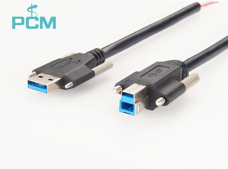 Superspeed USB 3.0, un macho para cable de bloqueo de tornillo B macho