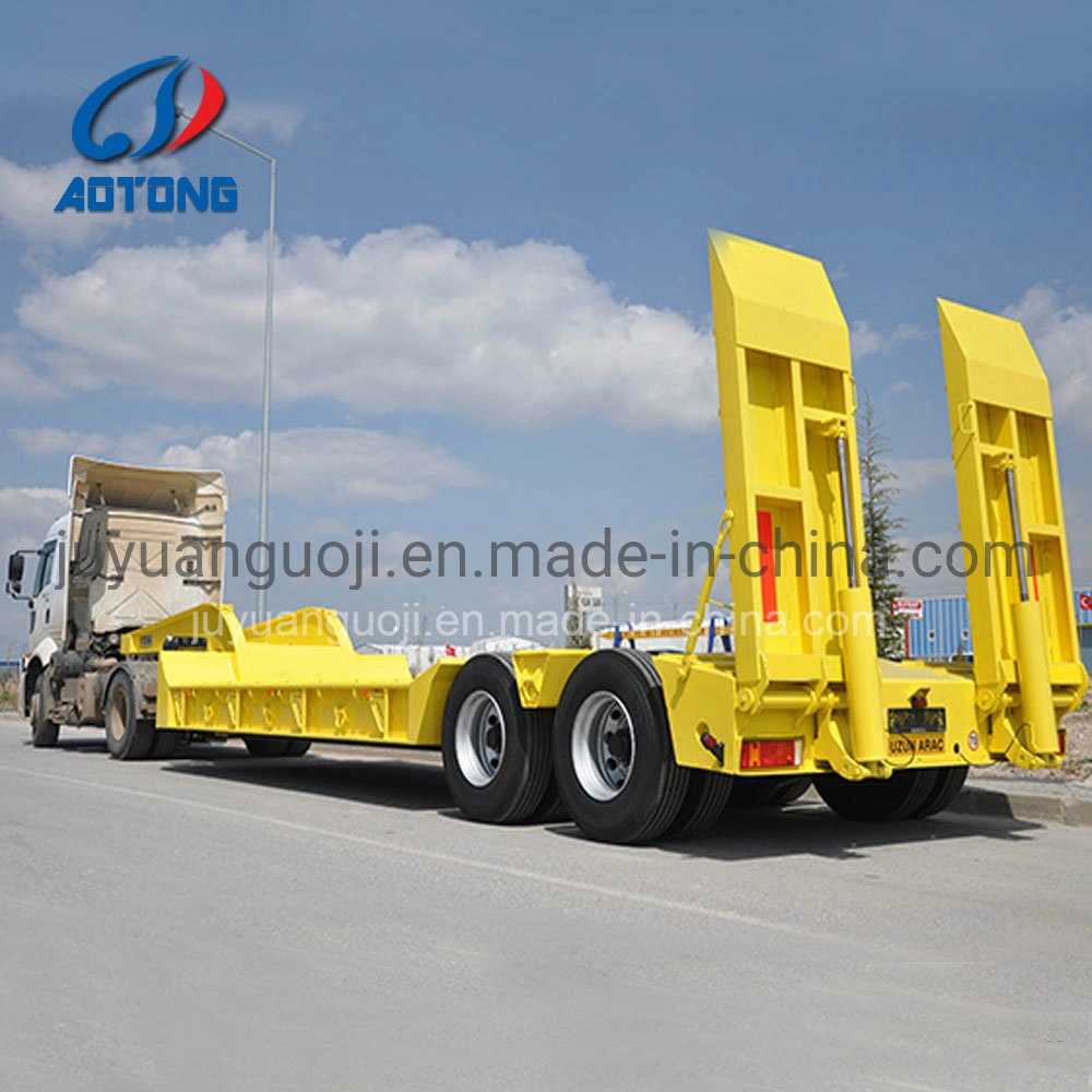 3ejes 60 toneladas de transporte de la excavadora el cuello de cisne Lowboy cama baja Lowbed camión remolque semi