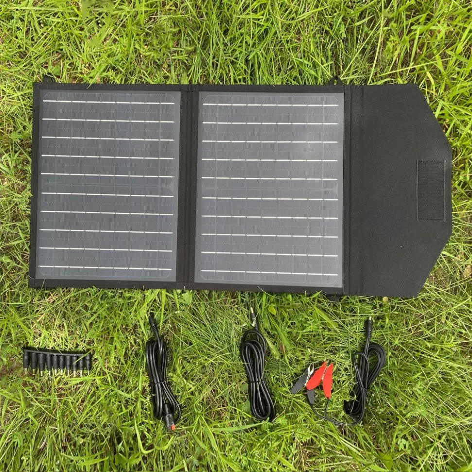 Carregador rápido Painel solar 20W Portátil Exterior telemóvel Max Unidade de cabo de alimentação para acessórios USB de quantidade preta
