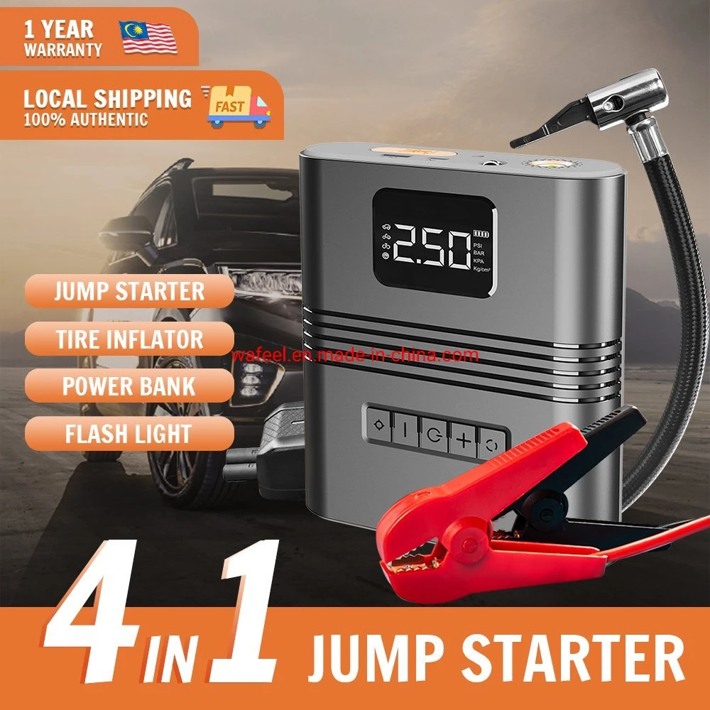 Jump Starter 4 in 1 Pump Air Compressor 1000A 8800mAh Power Bank 12V Digital Tire Inflator 120psi Emergency Battery Boost