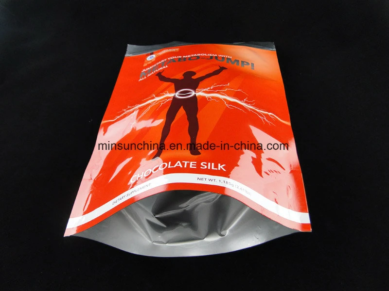 Fashion Sporting Good Spacking Standing Zipper Aluminium Plated Plastic Bag for Packaging