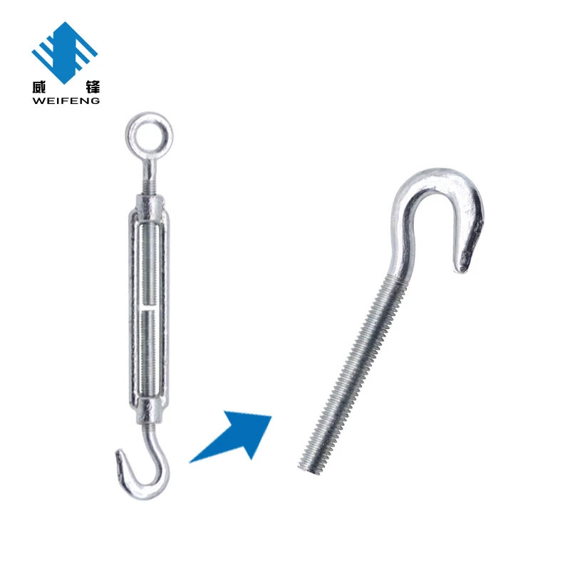 Made in China Heavy Duty Wire Rope Turnbuckle Hook and Eye Forged Steel Galvanized DIN1480 Chinese Factory Wire Rope Turnbuckle Hook