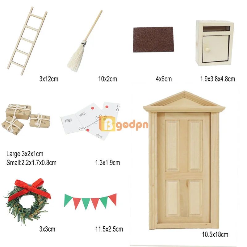 Children Miniature Christmas Gnome Door Baby Mini Wooden Fairy Door Toy