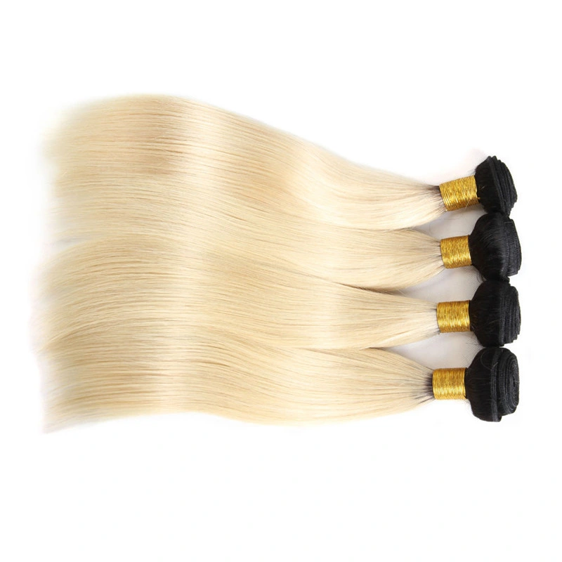 Beauty Brazilian Straight Hair Bundles Weave 4 PC Blonde Full 1b/613 Color Remy 100% Human Hair Extensions 10-26inch