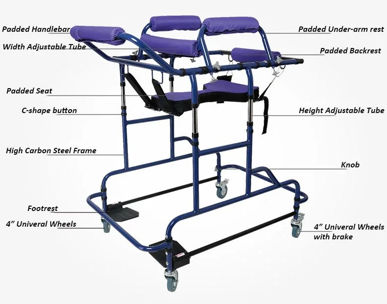 Alta calidad de los discapacitados y ancianos Walker Hemiplejia/equipo de ejercicio ayuda a caminar con 300lbs teniendo