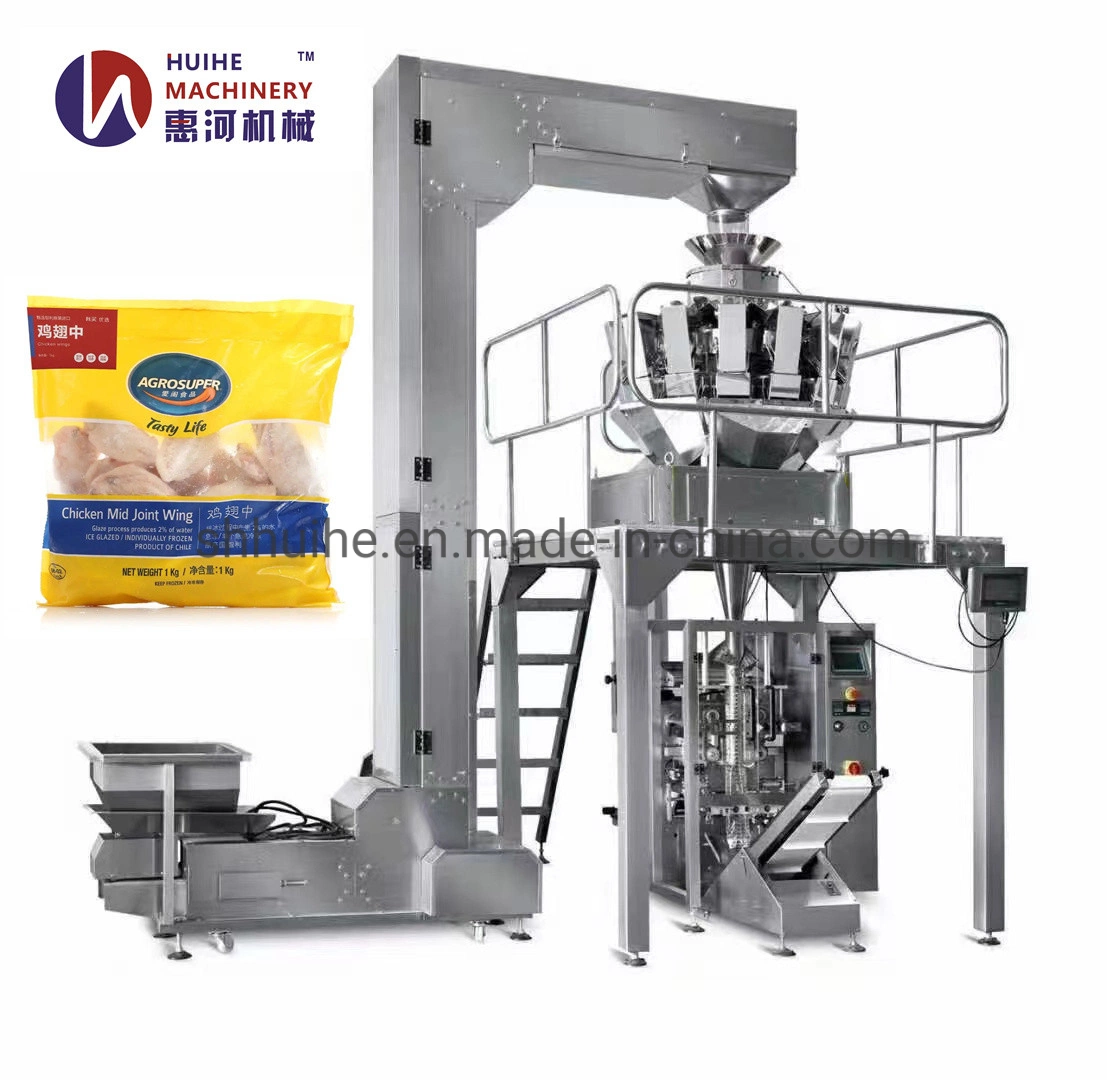 Automatic Granule Food Frozen Dumpling Packaging Machines Multi-Head Weigher Vffs Packing Machine with Thermal Transfer Printing