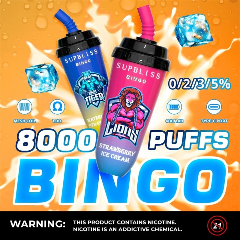 Original SupBliss Bingo 8000 Puffs 16ml E prérempli stylo à cigarettes Vente en gros de Vape jetable