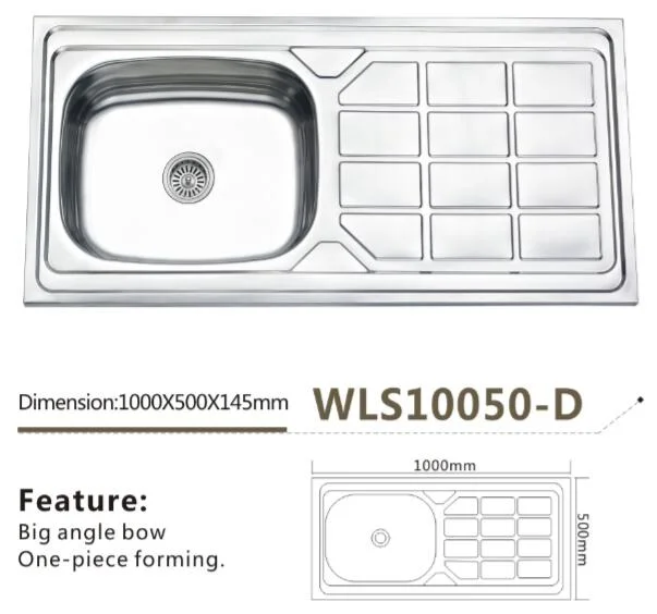 Steel Kitchen Sink Wash Sink Wls10050-D Kitchenware