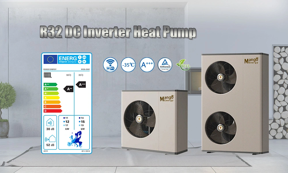 Mango Energy Domestic Hot Water, Heating Cooling Air to Water Monoblock Type Evi DC Inverter Heat Pump System