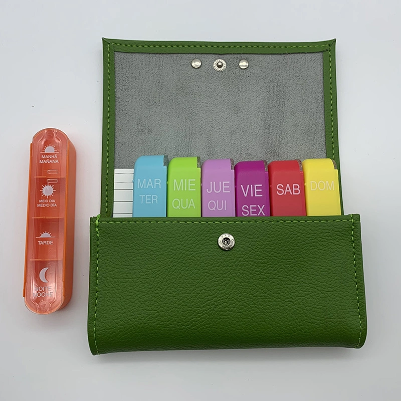 Wholesale/Supplier Premium PU Leather Pill Organizer with Weekly Printing 7-Day Pill Cases