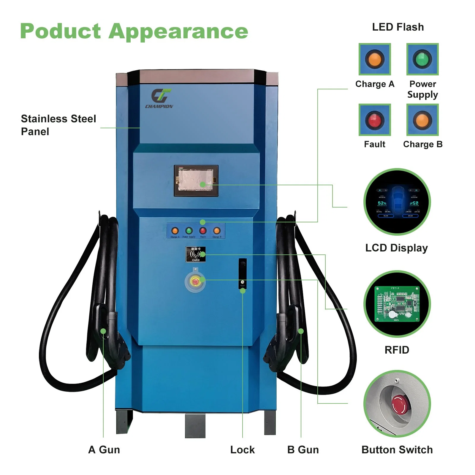 Wholesale/Supplier EV Charger Manufacturer Fast Charging 0.5 Hour Integrated DC 90/120/180/240kw Electric Car Charging Station