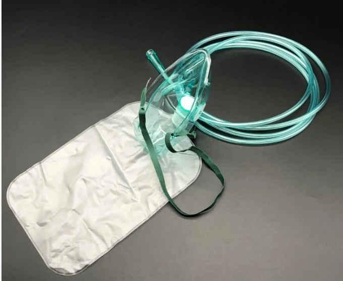 Máscara de saco descartável para reservatório de oxigénio em PVC para fins medicinais de alta qualidade