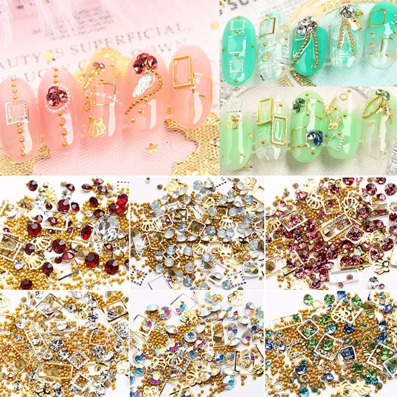 Mix Zubehör DIY Kristalle Steine Nagellackglas Strass für Charms