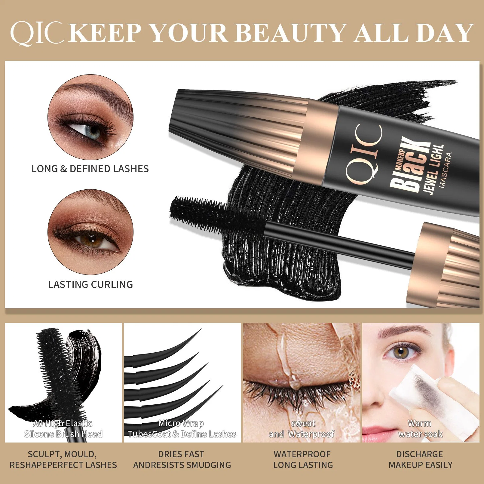 Qic Fengying 4D Eye Black Smooth Waterproof Makeup