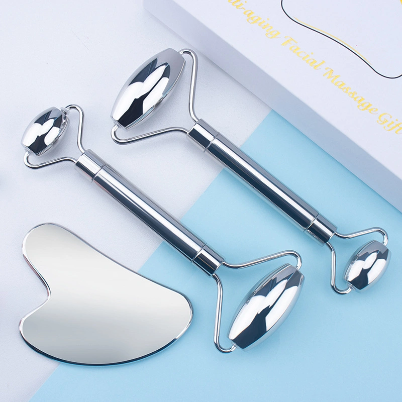 Wholesale/Supplier Stainless Steel Heart Shaped Beauty Massage Roller Metal Gua Sha Skin Care Natural Facial Roller
