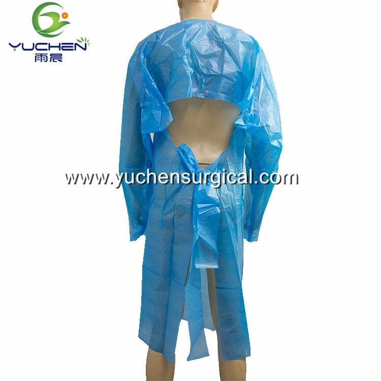 Disposable Isolation CPE Plastic Gown 50gram/PC Factory Direct Sale