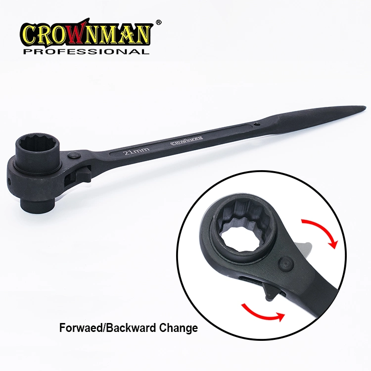 Crownman Ratchet Dual Sockets Wrench with Function Tail with Carbon Steel Material