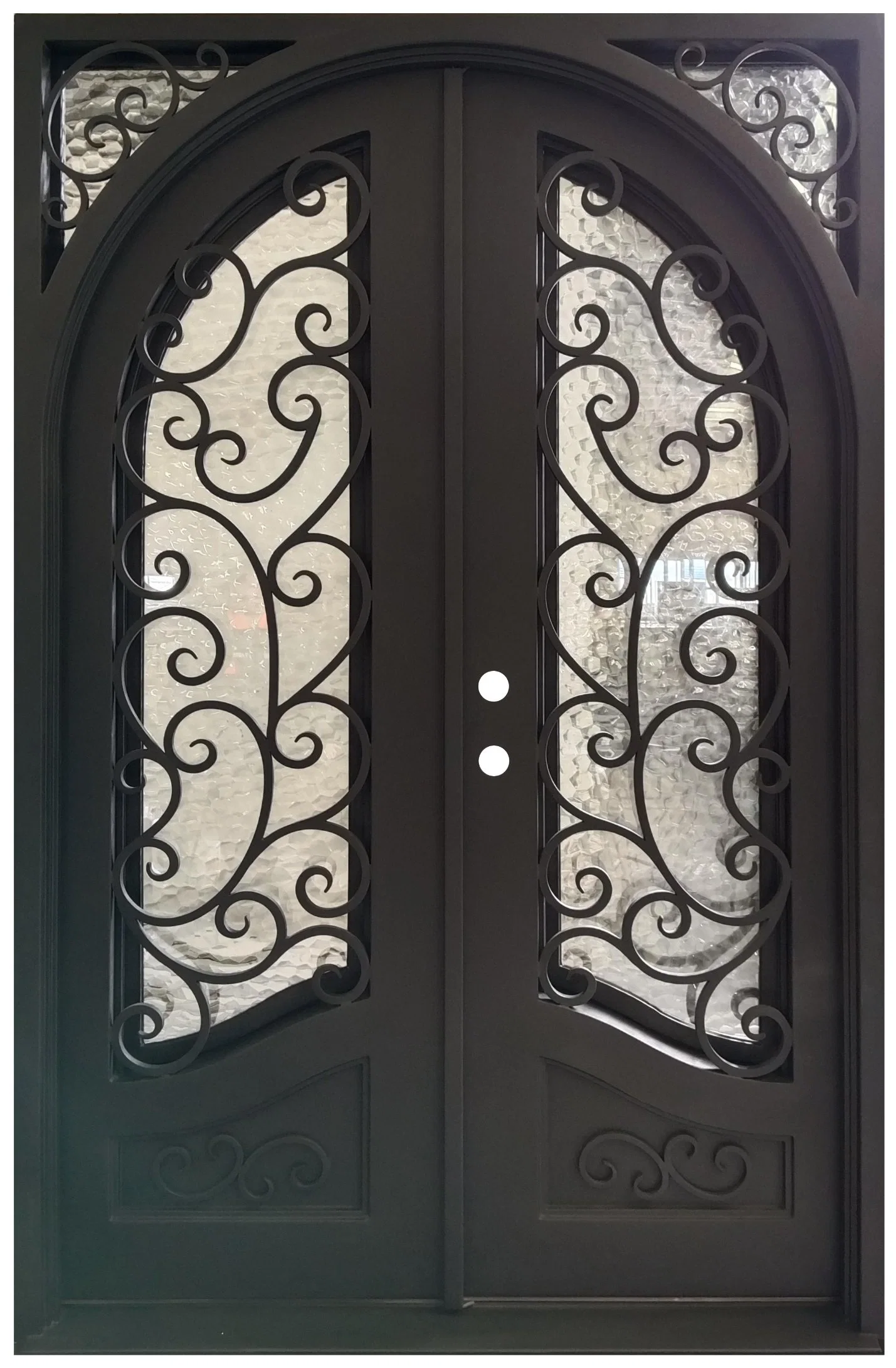 Eyebrow New Design Double Main Security Metal Wrought Iron Door