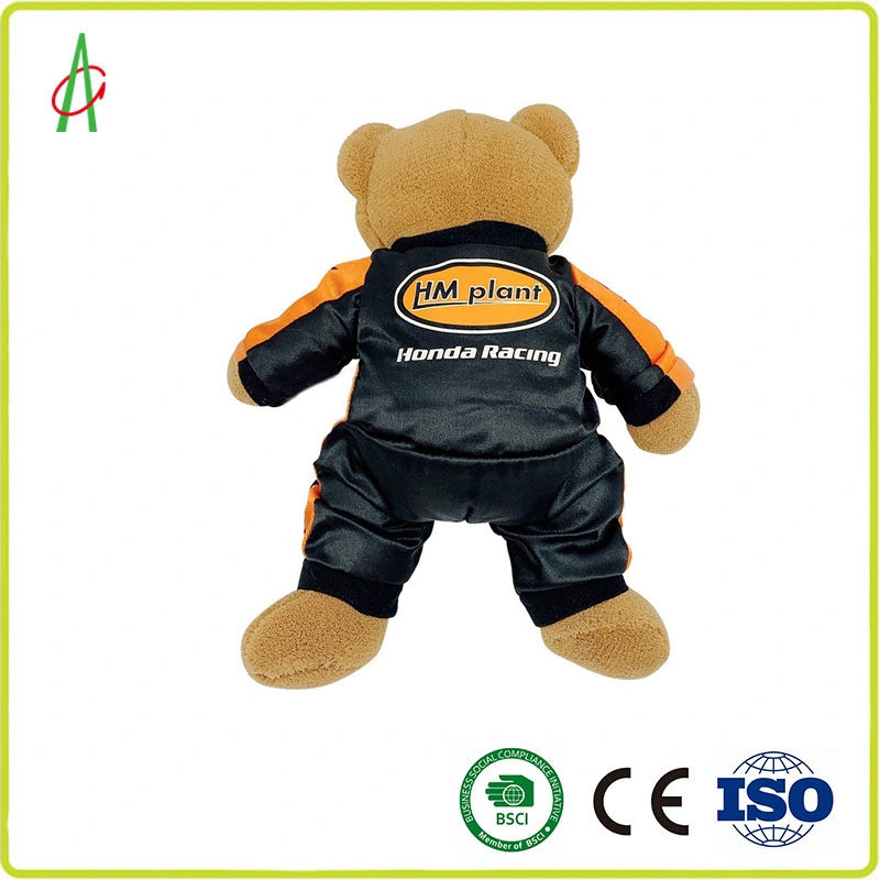 Novo fato de ciclismo personalizado Creative Plush sitting Toy Racing Oferta Urso de Teddy